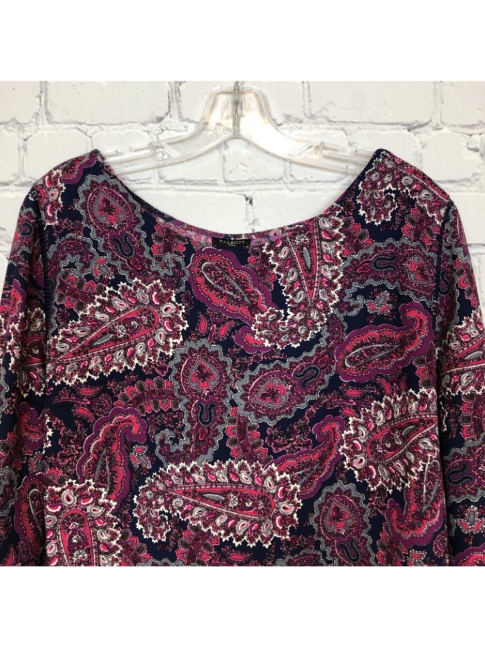 Talbot's Purple Paisley Long Sleeve Top Plus Size 2X - Picture 2 of 7